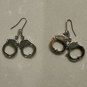 Y2K Working Handcuffs Metal Earrings